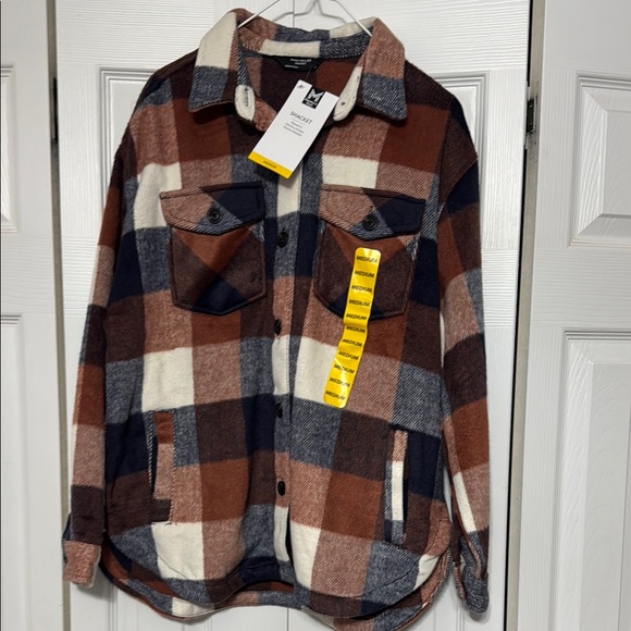 Plaid Button-Up Shirt Jacket - Picture 1 of 3